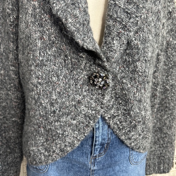 White Stag Grey Cardigan Sweater With Rhinestone Embellished Snap Button Sz S - Picture 2 of 5
